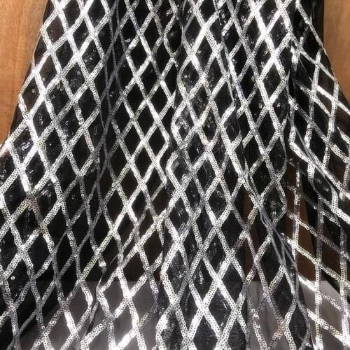 1yard sequins african lace fabric DIY Costume dress material curtain table cloth decoration