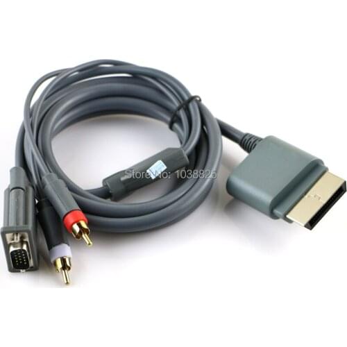 10pcs/lot NEW HD Slim Video Audio AV PC Monitor VGA Cable 2 RCA Audio Cord Connecter 2 In 1 For Xbox 360