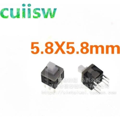 100PCS 5.8X5.8mm 5.8*5.8M 6Pin Push Tactile Power Micro switch Self lock On/Off button Latching switch