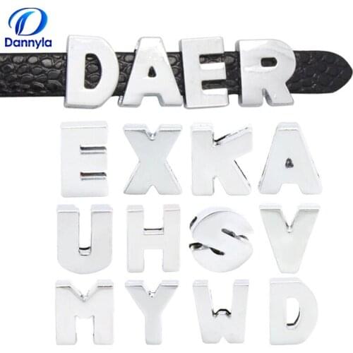 1300pcs/lot 8mm Plain Silver color Slide Letters Fit 8mm DIY Wristband Bracelet Jewelry LSSL09