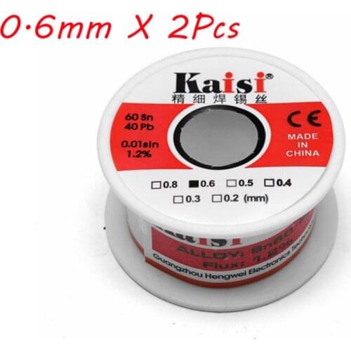 2Pcs/Lot 0.6mm 50G Sn60/Pb40 Flux 1.2% New Tin Lead Tin Wire Melt Rosin Core Solder Soldering Wire Roll