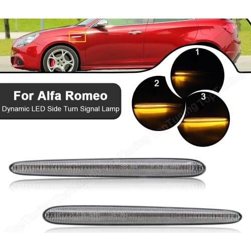 2PCS LED Dynamic Side Marker Lights Arrow Turn Signal Blinker Lamps For Alfa Romeo Giulietta 940 Juliet OE# 50513758 5052294