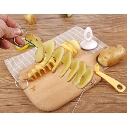 3 string Rotate Potato Slicer Stainless Steel +Plastic Twisted Potato Slice Cutter Spiral DIY Manual Creative Kitchen Gadgets 5
