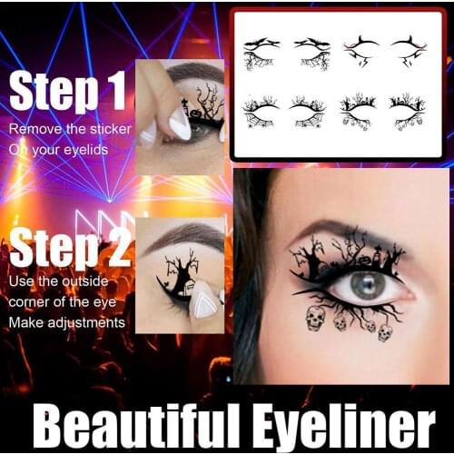 4 Pairs Halloween Party Eye Makeup Stickers Eye Shadow Tattoo Temporary Waterproof Fake Tattoo Stickers Party Eye Tattoo Art
