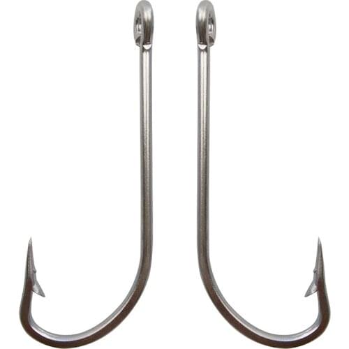 40pcs 34007 Stainless Steel Fishing Hooks White Big Extra Long Shank Fishing Hook Size 1/0 2/0 3/0 4/0 5/0 6/0 7/0 8/0 9/0 10/0