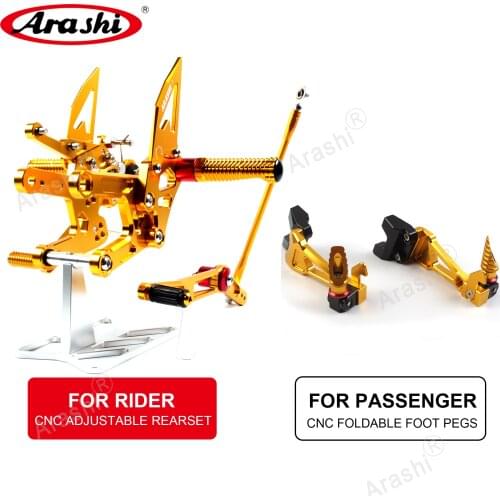 Arashi CNC Adjustable Rider Footrests Rearset Passenger Foot Pegs For YAMAHA YZF R6 2006 - 2016 YZF-R6 2007 2008 2009 2010 2011