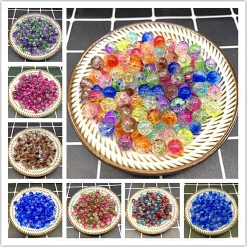 New 50pcs 8mm Double Colored Cracked Beads Spacer Beads For DIY Jewelry Necklace Making Handmade