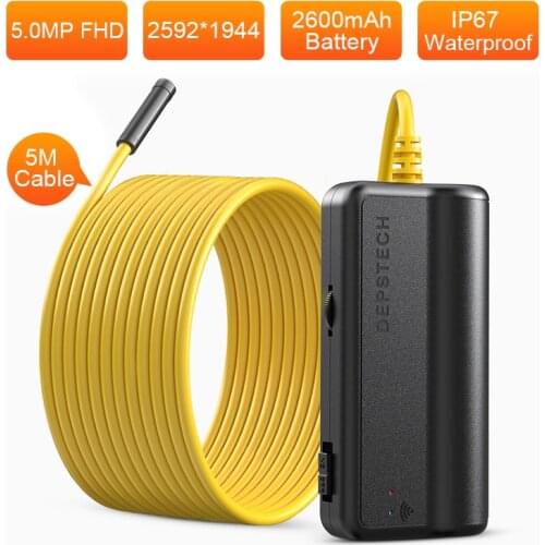 DEPSTECH WF020X Wireless Industrial Endoscope Camera Inspection Camera IP67 Waterproof WiFi Borescope 1200P HD Snake Camera