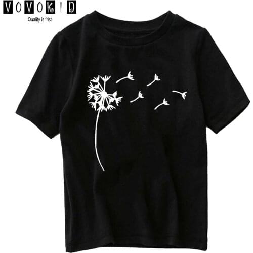 Chlidren Summer Dandelion Print T-shirt Girl Boy Cute Cartoon Sweet Streetwear Tops Tee Baby Funny Clothes,Drop Ship