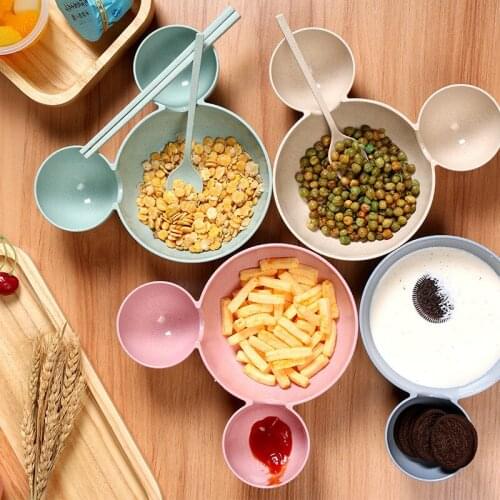Kid Mickey Bowl Dishes Cartoon Mouse Lunch Box Kid Baby Children Infant Baby Rice Feeding Bowl Plastic Snack Plate Tableware