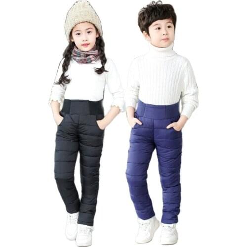 Girl Childrens Pants Toddler Kid Boy Girls Winter Pants Cotton Padded Thick Warm Trousers Waterproof Ski Pants Teens 2-10 Year