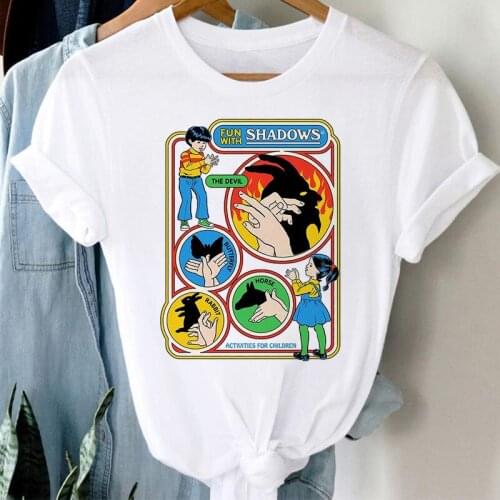 T-shirt Streetwear Loose Aesthetics T shirt Women Summer Casual Basic White Tee Harajuku Cartoon Printed Short Sleeves Tops
