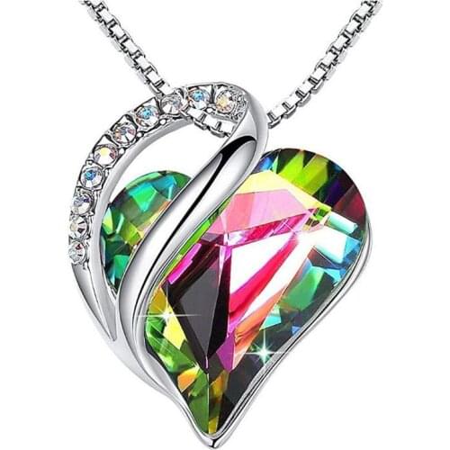 Best Selling Heart Crystal Pendant Dry Wood Fire Necklace Blue September Birthstone Jewelry