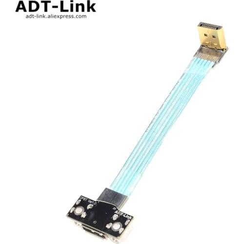 ADT-Link Extension Cable DisplayPort 1.2 /1.4 8K 4K HDR 165Hz 60Hz Display Port Elbow Angled Adapter Connector Ribbon DP Cable