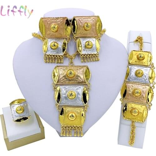 Nigeria Charm Women Party Fashion Jewelry Sets Multicolor Necklace Bracelet Earrings Ring Luxury Jewelry Bridal Jewelry Set