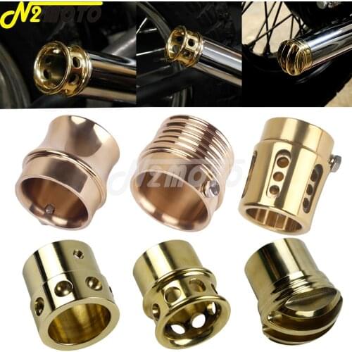 Old Shool 1.75"/2"/ 2.25"/2.5" Brass Drilled Exhaust Tip Exhaust Muffler Pipe End Cap Plug for Harley Dyna Touring Yamaha Suzuki
