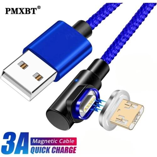 90°Double Elbow Fast Charging Magnetic Micro USB Cable For Xiaomi Redmi Huawei Honor Mobile Phone Charger Data MicroUSB A/B Cord