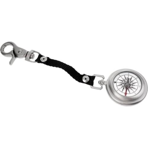 Mini Compass Camping Hiking Walking Navigation Direction Guide with Gear Hook Silver