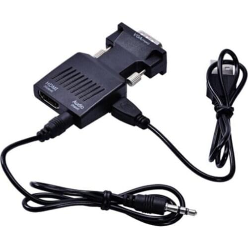 Male to HDMI-compatible Female 1080P Video Converter with Audio Power Cable VGA to HDMI-compatible Adapter Converter VGA