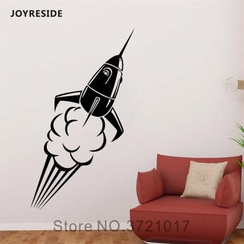 JOYRESIDE Spaceship Wall Rocket Decals Vinyl Sticker Home Interior Design Kids Room Living Room Bedroom Decoration Mural A1636
