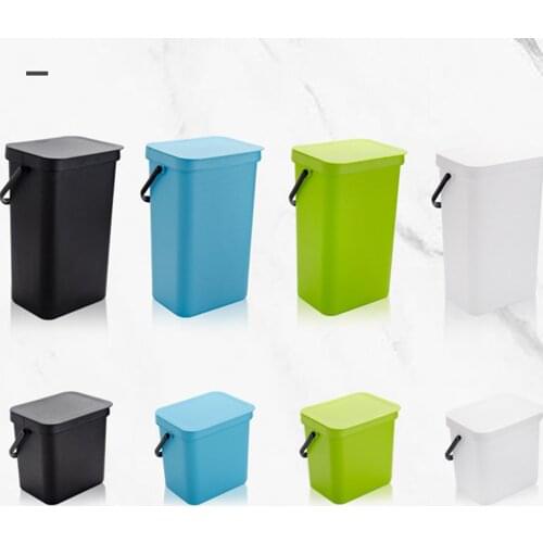 Wall Mounted Trash Can Kitchen Plastic Garbage Bin with Cover Office Rectangular Storage Bins Household Cleaning Accessories