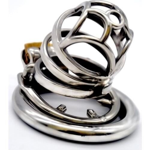 2020 New Male Chastity Device Round Penis Rings Metal Cock Cage with Catheters Barbed Anti-off Ring Sex Products for Men G256E