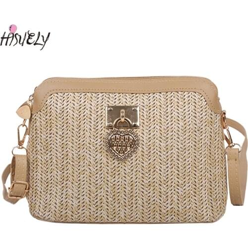 New Casual Handmade Women Straw bag Summer Messenger Bag Rattan Bags Beach Lady Travel Purses and Handbags Shoulder Bucket Bags