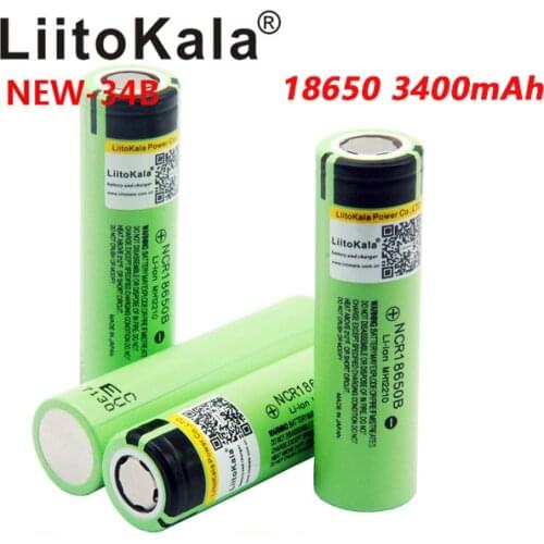 100PCS liitokala 18650 battery original NCR18650B 3.7V 3400 mah rechargeable lithium battery for flashlight battery
