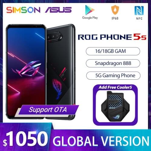 Original ASUS ROG Phone 5 Global Version Snapdragon888 16GB RAM 256GB ROM 6000mAh 65W NFC Android Q OTA Update Gaming Phone ROG5