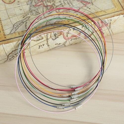 2019 High Quality 50pcs Length 45cm Stainless Steel Wire Collar Steel Rope Necklace Pendant Lanyard Screw Clasp Jewelry Findings