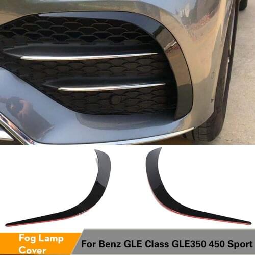 Front Bumper Fins Splitters Canards For Mercedes-Benz GLE Class Sport 2020 Front Bumper Splitters ABS Carbon Fiber Look / Black