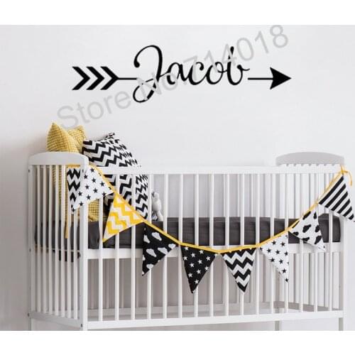 Custom Boys Girls Name Wall Decal Kids Arrow Wall Sticker Baby Kidsroom Poster Mural Vinyl Art Removeable Decoration B456