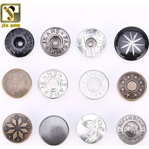 Jeans Button (10pcs) per pack 17mm Shaking head fixed hollow style hand sewing Clothing Leather Buttons DIY Metal