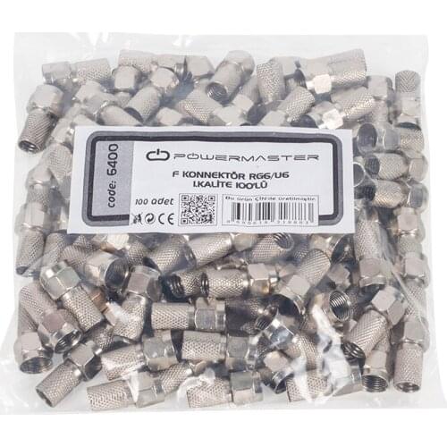 POWERMASTER F CONNECTOR 22MM RG6/U6 with GASKETS 1. QUALITY 100LÜ bag---plastic --- (6500 MUADİL)