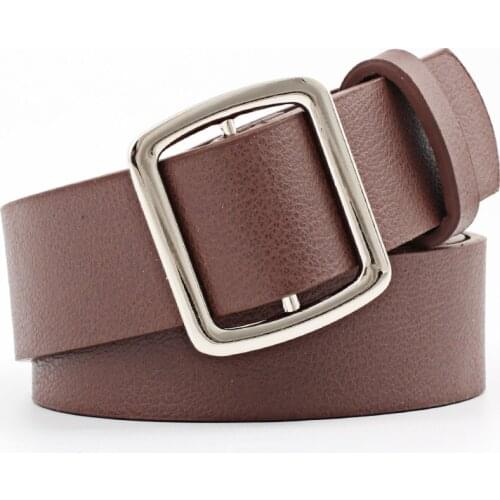 2019 Fashion PU leather Women Belts Female Causal Belt Square Metal Pin Buckle Belts for Lady Girdle Jeans Dress Accessories