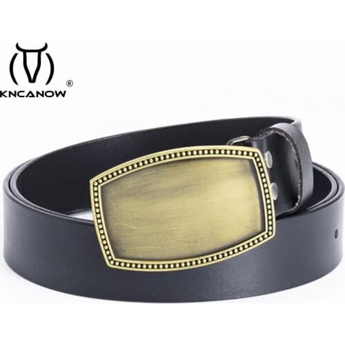 New Genuine Leather Belts For Men Designer Belt Male Vintage Blank Buckle Luxury Jeans Strap Fashion High Quality Ремень Мужской
