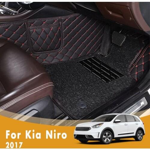 RHD Luxury Double Layer Wire Loop Car Floor Mats For Kia Niro 2017 Carpets Foot Pads Custom Auto Interior Accessories Covers