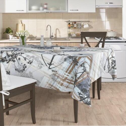 Tablecloth living room kitchen cover colorful white tree flower patterned micro fabric cover with runner pattern Free Shipping
