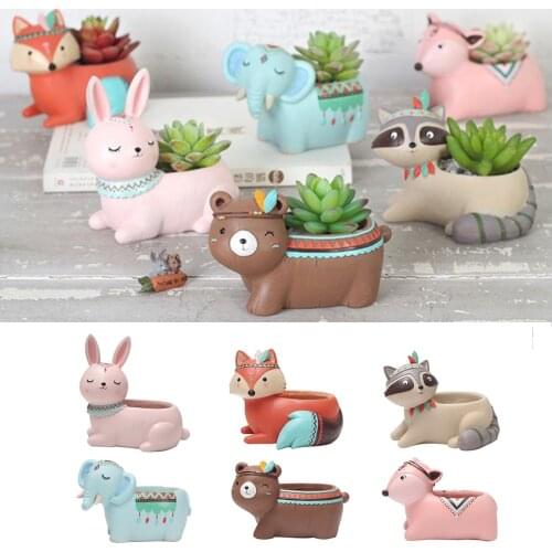 Resin Succulent Pot Cacti Plant Box Fairy Garden DIY Indoor Outdoor Decor