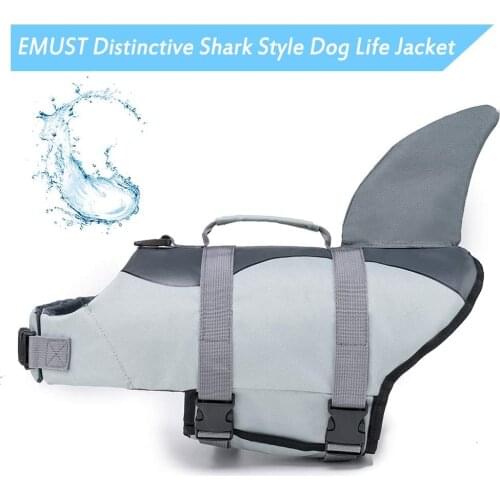 Pet Dog Safety Swimsuit Dog Life Jacket Ripstop Dog Lifesaver Shark Vests With Rescue Handle For Swimming Pool Beach Boating