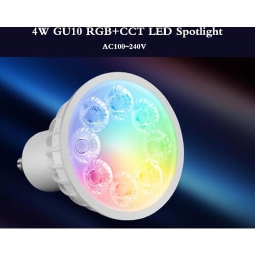 New smart 4W GU10 LED Bulb Dimmable RGB+Warm White+White(RGB+CCT)Spotlight Indoor Living Room LED Lamp Light can remote control