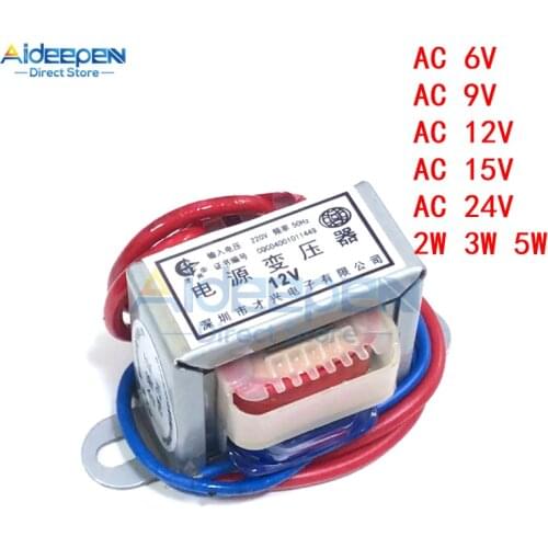 AC 220V to AC 6V 9V 12V 15V 24V 2W 3W 5W Power Transformer Single Voltage 2 Wires Output