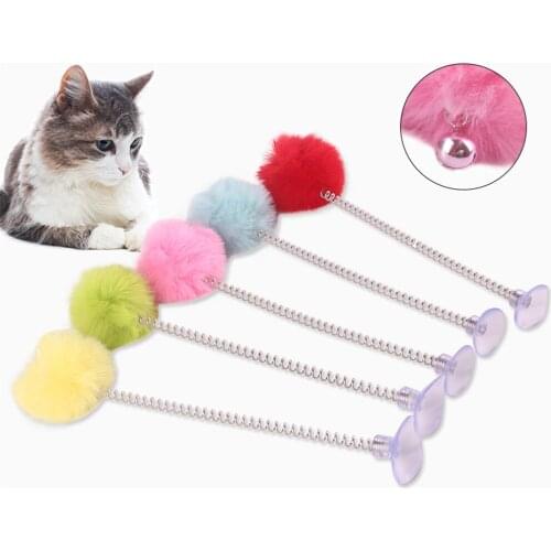 Tumbler Cat Colorful Teaser Stick Wand Ball Toys Funny Fairy Sucker Bell Interactive Kitten Scratch Feather Bottom Pet Play Game