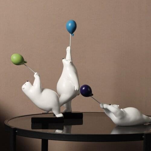 Balloon Polar Bear Wall Decoration Animal Sculpture Bear Statue Garden Flower Pot Background Wall Hanging For Home Living Room