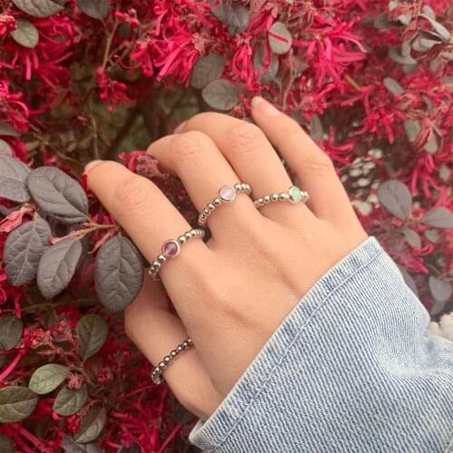 Charms Color Beads Rings for Women Handmake Gift Multi Color Rings Birthday Adjustable Casual jewelry Rings Wholesale