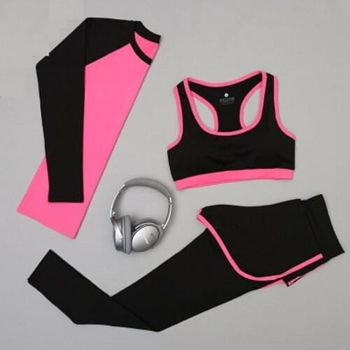 2020 New Listing Bra+Clothes+Pant Gym Set Women Fitness Set Sport Clothing Sport Suit Women Sportwear Quick Dry Yoga Set Off