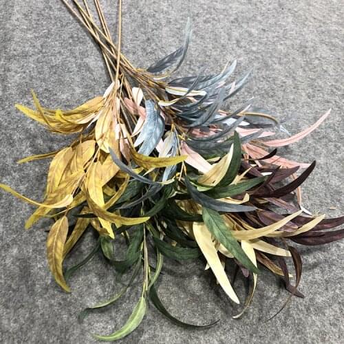 1pc Willow Leaves Artificial Silk Flower Branches Wedding Road Guide Layout Decoration Home Indoor Display