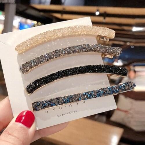1PC Women Shining Crystal Rhinestone Hairpins Barrettes Girls Cute Geometric Hair Clips Small Beads Hairgrip Hair Accessories