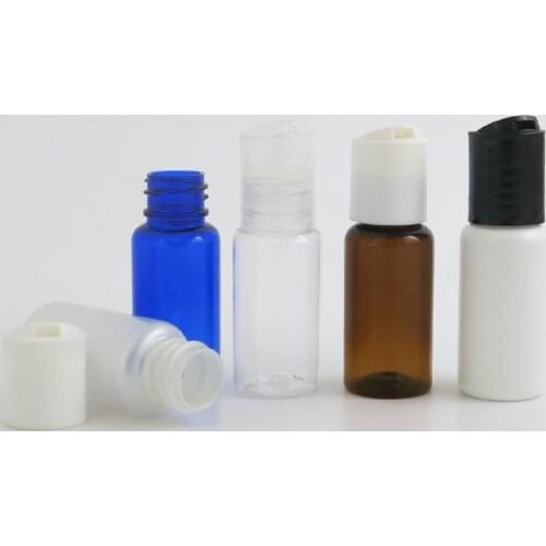 100 x 15ml Outdoors Empty 15ml PET Plastic Cream Bottle with White Black Clear Disk Cap Insert Set 1/2oz PET Cosmetic Containers