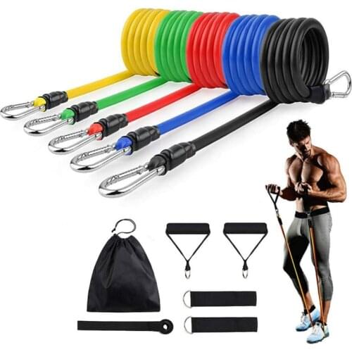 11pcs/Set Latex Resistance Bands Crossfit Training Exercise Yoga Tubes Pull Rope Rubber Expander Elastic Bands Fitness with Bag
